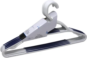 Mainstays Non-Slip Plastic Swivel Neck Clothing Hangers, 5 Count, White & Blue, Adult Mainstays Non-Slip Plastic Swivel Neck Clothing Hangers, 5 Count, White & Blue, Adult