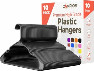 Gray Plastic Hangers 10 Pack - Heavy-Duty Slim Space-Saving Durable Lightweight PP Hangers with Non-Slip Shoulder Notches for Slip Dresses, Suits, Jackets & Camisoles Gray Plastic Hangers 10 Pack - Heavy-Duty Slim Space-Saving Durable Lightweight PP Hangers with Non-Slip Shoulder Notches for Slip Dresses, Suits, Jackets & Camisoles