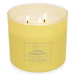 Mainstays 3-Wick Textured Wrapped Candle, Spring Honeysuckle, 14 oz Mainstays 3-Wick Textured Wrapped Candle, Spring Honeysuckle, 14 oz
