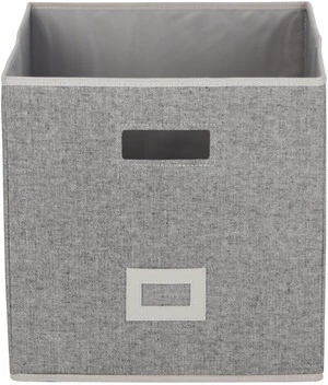 Better Homes & Gardens Cube Storage Bin with Handles, 12.75in x 15in x 12.75in, Gray Polyester Better Homes & Gardens Cube Storage Bin with Handles, 12.75in x 15in x 12.75in, Gray Polyester