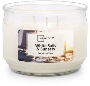 Mainstays 3-Wick White Sails & Sunsets Candle, 11.5 oz Glass Jar Mainstays 3-Wick White Sails & Sunsets Candle, 11.5 oz Glass Jar