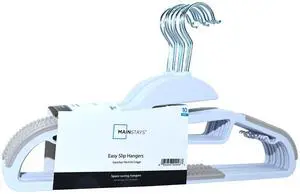 Mainstays Easy Slip Plastic Clothes Hangers, Non-Slip, 10 Count, White/Grey Pumice Mainstays Easy Slip Plastic Clothes Hangers, Non-Slip, 10 Count, White/Grey Pumice