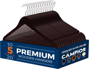 Cherry Wooden Hangers 5-Pack, Heavy-Duty with 360 Swivel Hook, Non-Slip, Pants Bar & Shoulder Grooves, for Suits, Jackets, Dresses, Camisoles, Space-Saving, Smooth Finish Cherry Wooden Hangers 5-Pack, Heavy-Duty with 360 Swivel Hook, Non-Slip, Pants Bar & Shoulder Grooves, for Suits, Jackets, Dresses, Camisoles, Space-Saving, Smooth Finish