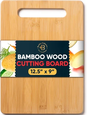 BAMBUSI Bamboo Kitchen Cutting Board with Carry Handle, 12.5x9in BAMBUSI Bamboo Kitchen Cutting Board with Carry Handle, 12.5x9in