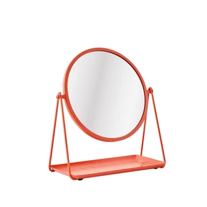 Mainstays by Becky G. & Alejandra Round Tabletop Vanity Mirror with Metal Tray, Coral Mainstays by Becky G. & Alejandra Round Tabletop Vanity Mirror with Metal Tray, Coral