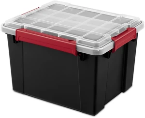 Sterilite Gasket Tote 8.5 Gallon IP68 Waterproof Plastic Storage Bin with Lid, Gasket Seal and Durable Latches, Black Sterilite Gasket Tote 8.5 Gallon IP68 Waterproof Plastic Storage Bin with Lid, Gasket Seal and Durable Latches, Black
