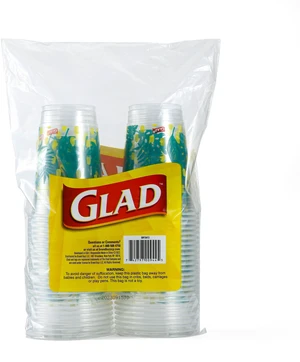 Glad Everyday 18oz Printed Clear Plastic Cups with Palm Leaves, 2 Pack (100 Count) Glad Everyday 18oz Printed Clear Plastic Cups with Palm Leaves, 2 Pack (100 Count)