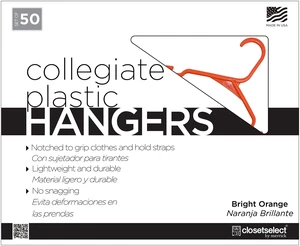 Closetselect Plastic Notched Adult Hangers, Bright Orange, 50 Count Closetselect Plastic Notched Adult Hangers, Bright Orange, 50 Count