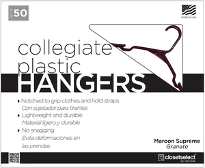 Closetselect Maroon Supreme Plastic Notched Adult Hangers, 50 Count Closetselect Maroon Supreme Plastic Notched Adult Hangers, 50 Count