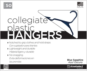 Closetselect Plastic Notched Hangers, Blue Sapphire, 50 Count Closetselect Plastic Notched Hangers, Blue Sapphire, 50 Count