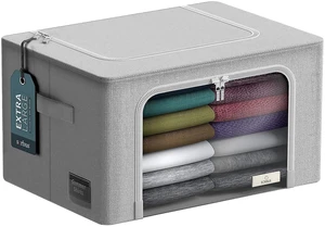 Sorbus Large Foldable Storage Bin with Metal Frame, Gray - Stackable Organizer with Handles Sorbus Large Foldable Storage Bin with Metal Frame, Gray - Stackable Organizer with Handles