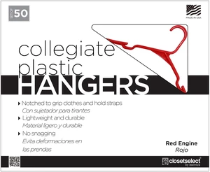 Closetselect Plastic Notched Hangers 50 Count, Red Engine Closetselect Plastic Notched Hangers 50 Count, Red Engine
