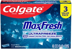 Colgate MaxFresh Cool Mint Toothpaste, 3 Pack, 6.3 oz Colgate MaxFresh Cool Mint Toothpaste, 3 Pack, 6.3 oz