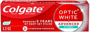 Colgate Optic White Advanced Icy Fresh Toothpaste with 2% Hydrogen Peroxide, Mint, 3.2oz Colgate Optic White Advanced Icy Fresh Toothpaste with 2% Hydrogen Peroxide, Mint, 3.2oz