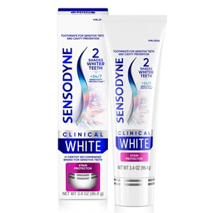 Sensodyne Clinical White Toothpaste, 3.4Oz, Clinically Proven Whitening for Sensitive Teeth, Stain Protector Sensodyne Clinical White Toothpaste, 3.4Oz, Clinically Proven Whitening for Sensitive Teeth, Stain Protector