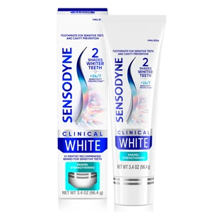 Sensodyne Clinical White Toothpaste, Clinically Proven Whitening for Sensitive Teeth, Enamel Strengthening, 3.4oz Sensodyne Clinical White Toothpaste, Clinically Proven Whitening for Sensitive Teeth, Enamel Strengthening, 3.4oz