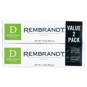 Rembrandt Deeply White and Peroxide Whitening Toothpaste, Peppermint, 3.5 oz, 2 Pack Rembrandt Deeply White and Peroxide Whitening Toothpaste, Peppermint, 3.5 oz, 2 Pack