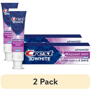 Crest 3D White Advanced Radiant Mint Teeth Whitening Toothpaste, 3.3 oz, 2 Pack Crest 3D White Advanced Radiant Mint Teeth Whitening Toothpaste, 3.3 oz, 2 Pack