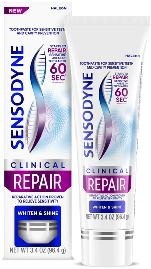 Sensodyne Clinical Repair Whiten & Shine Toothpaste, Sensitivity Relief, 3.4 Oz Sensodyne Clinical Repair Whiten & Shine Toothpaste, Sensitivity Relief, 3.4 Oz