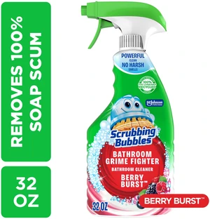 Scrubbing Bubbles Disinfectant Bathroom Shower & Tub Cleaner Grime Fighter Spray, 32 fl oz, Berry Burst Scent Scrubbing Bubbles Disinfectant Bathroom Shower & Tub Cleaner Grime Fighter Spray, 32 fl oz, Berry Burst Scent