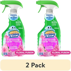 2 Pack Scrubbing Bubbles Grime Fighter Spray Disinfectant Bathroom Shower & Tub Cleaner, Floral Fusion, 32oz 2 Pack Scrubbing Bubbles Grime Fighter Spray Disinfectant Bathroom Shower & Tub Cleaner, Floral Fusion, 32oz
