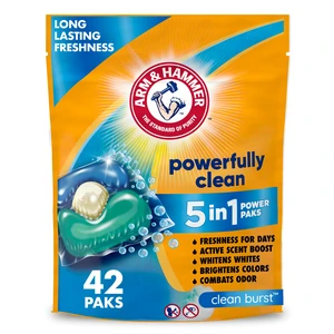 ARM & HAMMER Clean Burst 5-in-1 Laundry Detergent Power Paks, 42 Count ARM & HAMMER Clean Burst 5-in-1 Laundry Detergent Power Paks, 42 Count
