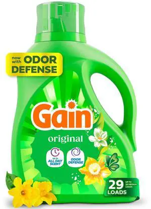 Gain Laundry Detergent Liquid, Now with Odor Defense, Original Scent, 39 fl oz, 29 Loads Gain Laundry Detergent Liquid, Now with Odor Defense, Original Scent, 39 fl oz, 29 Loads
