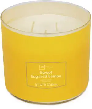 Mainstays 3-Wick Textured Wrap Sweet Sugared Lemon Candle, 14 Ounce Mainstays 3-Wick Textured Wrap Sweet Sugared Lemon Candle, 14 Ounce