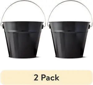 (2 pack) Black Tin Pail with Handle, 5", by Way To Celebrate, Party Favors (2 pack) Black Tin Pail with Handle, 5", by Way To Celebrate, Party Favors