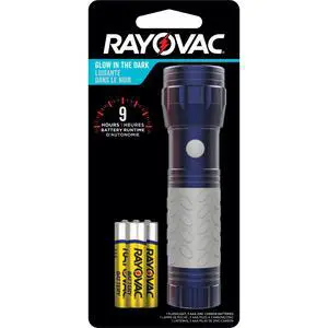Rayovac Mini LED Flashlight with Glow in the Dark Rubber Grip, 3 AAA Batteries Included Rayovac Mini LED Flashlight with Glow in the Dark Rubber Grip, 3 AAA Batteries Included