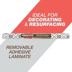 EasyLiner Removable Adhesive Shelf Liner, Black And White Tile 20" x 15' Roll EasyLiner Removable Adhesive Shelf Liner, Black And White Tile 20" x 15' Roll