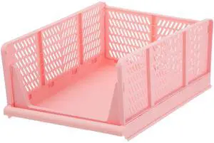 Your Zone Kids Collapsible Stacking Plastic Storage Bin, Pink, 13 in x 17 in x 1.3 in Your Zone Kids Collapsible Stacking Plastic Storage Bin, Pink, 13 in x 17 in x 1.3 in