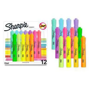 Sharpie Tank Highlighters, Assorted, Chisel Tip, 12 Count Sharpie Tank Highlighters, Assorted, Chisel Tip, 12 Count