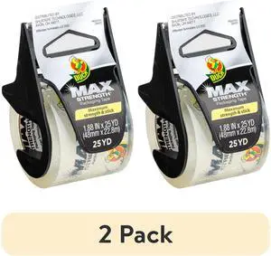 (2 pack) Duck Max Strength Clear Packing Tape with Dispenser, 1.88" x 25 yd, 1 Roll (2 pack) Duck Max Strength Clear Packing Tape with Dispenser, 1.88" x 25 yd, 1 Roll