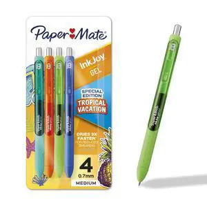 Paper Mate InkJoy Gel Pens, Tropical Vacation Colors, Medium (0.7mm) Point, Retractable, 4 Count Paper Mate InkJoy Gel Pens, Tropical Vacation Colors, Medium (0.7mm) Point, Retractable, 4 Count