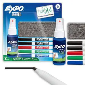EXPO Low Odor Dry Erase Marker Starter Set, Fine Tip, Assorted Colors, 7 Piece Kit EXPO Low Odor Dry Erase Marker Starter Set, Fine Tip, Assorted Colors, 7 Piece Kit