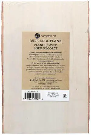 Hampton Art Basswood Rectangle W/Bark Sm (LY) Hampton Art Basswood Rectangle W/Bark Sm (LY)