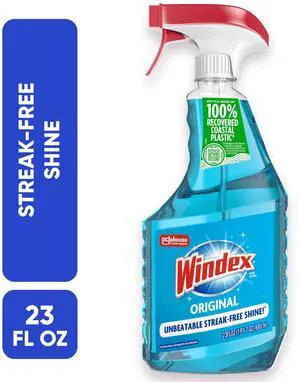 Windex Glass, Window, and Mirror Cleaner, Original Blue, Spray Bottle, 23 fl oz Windex Glass, Window, and Mirror Cleaner, Original Blue, Spray Bottle, 23 fl oz