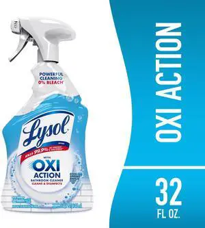 Lysol Bathroom Cleaner OXI Action Spray, Cleaning, Sanitizing, & Disinfecting Spray with Hydrogen Peroxide, Bleach Free, Cool Spring Breeze Scent, 32 fl oz Lysol Bathroom Cleaner OXI Action Spray, Cleaning, Sanitizing, & Disinfecting Spray with Hydrogen Peroxide, Bleach Free, Cool Spring Breeze Scent, 32 fl oz