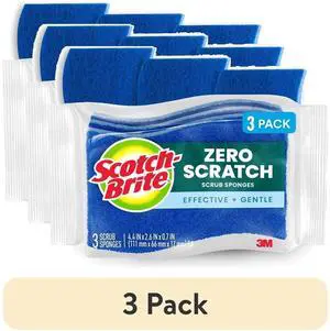 (3 pack) Scotch-Brite Zero Scratch, Non-Scratch, Cleaning Scrub Sponge, 3 Dish Sponges (3 pack) Scotch-Brite Zero Scratch, Non-Scratch, Cleaning Scrub Sponge, 3 Dish Sponges