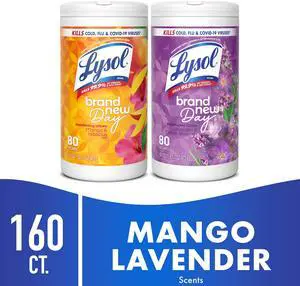 Lysol Disinfecting Wipes, All Purpose Cleaner, Multi Surface Antibacterial Cleaning Wipes, Cleaning Supplies, Lavender + Mango Scents, 80 Count Each (Pack of 2) Lysol Disinfecting Wipes, All Purpose Cleaner, Multi Surface Antibacterial Cleaning Wipes, Cleaning Supplies, Lavender + Mango Scents, 80 Count Each (Pack of 2)