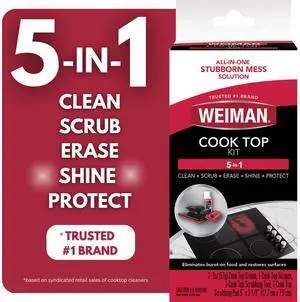 Weiman 5-In-1 Cook Top Complete Cleaning Kit - Includes Cream, Scrubbing Pad and Scraper Tool Weiman 5-In-1 Cook Top Complete Cleaning Kit - Includes Cream, Scrubbing Pad and Scraper Tool