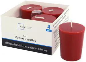 (2 pack) Mainstays Paraffin Blend Wax Votive Candles, Unscented, Red, 4 Pack (2 pack) Mainstays Paraffin Blend Wax Votive Candles, Unscented, Red, 4 Pack
