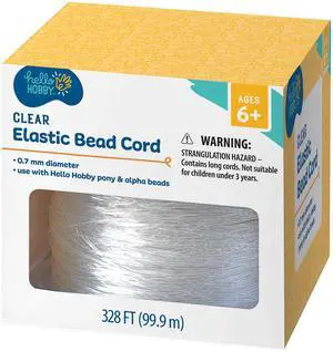 Hello Hobby Elastic Bead Stretch Cord, .7mm, Clear, 328 ft Hello Hobby Elastic Bead Stretch Cord, .7mm, Clear, 328 ft
