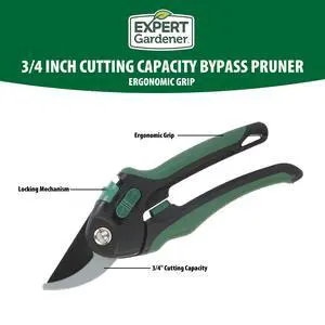 Expert Gardener Bypass Pruner, 3/4-inch Cutting Capacity Expert Gardener Bypass Pruner, 3/4-inch Cutting Capacity