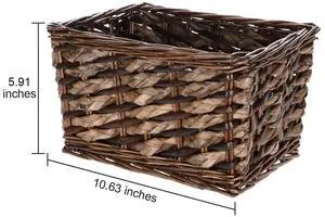 Mainstays Brown Rectangle Willow & Rush Basket Mainstays Brown Rectangle Willow & Rush Basket