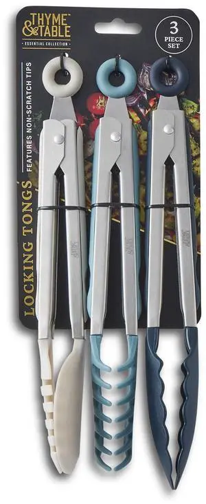 Thyme & Table Heat Resistant Silicone Locking Tongs (3 Count) Thyme & Table Heat Resistant Silicone Locking Tongs (3 Count)