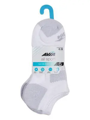 Avia Women's All Sport Athletic Cushion No Show Socks, 6-Pack Avia Women's All Sport Athletic Cushion No Show Socks, 6-Pack