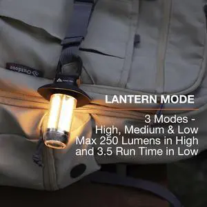 Ozark Trail 250-Lumen Rechargeable Electric Camping Lantern, Mini Filament Lantern and Flashlight Ozark Trail 250-Lumen Rechargeable Electric Camping Lantern, Mini Filament Lantern and Flashlight