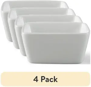 (4 pack) Better Homes & Gardens White Porcelain Square Dipped Bowl (4 pack) Better Homes & Gardens White Porcelain Square Dipped Bowl